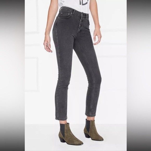 Anine Bing Frida Jeans Charcoal Sz 25 Edgy Grunge RockerChic - Picture 5 of 15